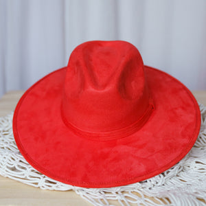 Coral Wide Flat Brim Fedora