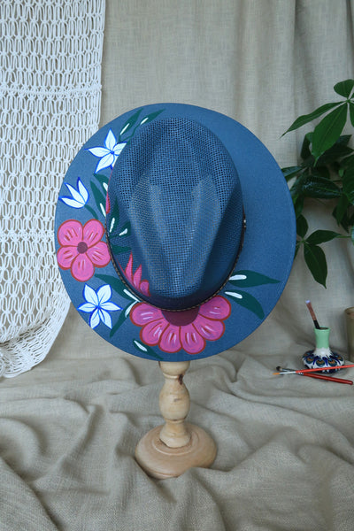 Dark Teal Painted Fedora