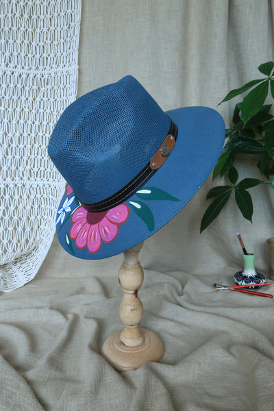 Dark Teal Painted Fedora