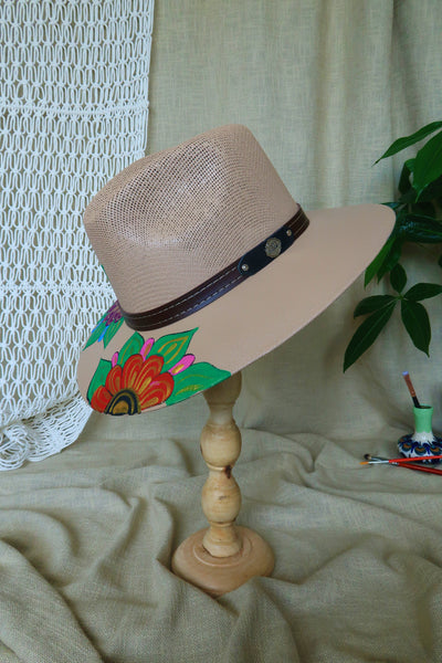 Beige Painted Fedora