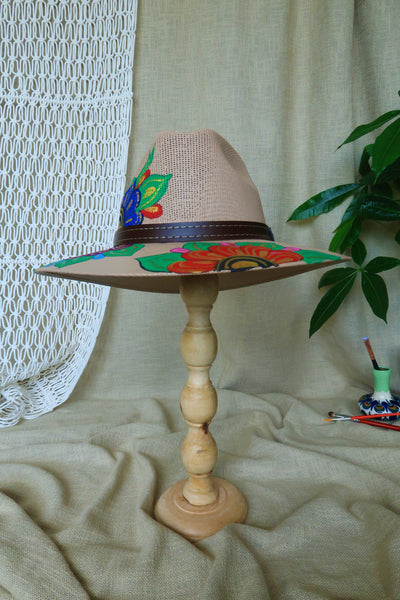 Beige Painted Fedora