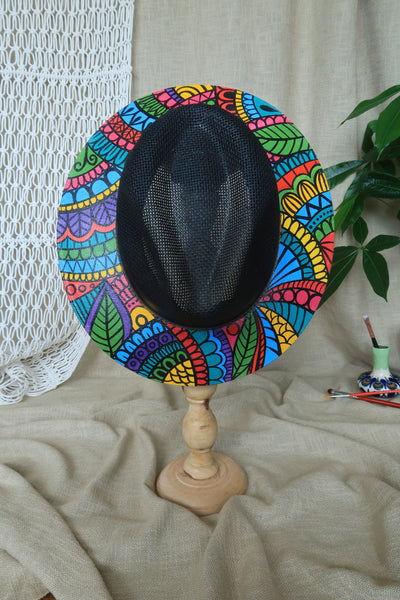 Black Colorful Painted Fedora