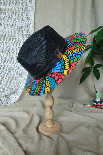 Black Colorful Painted Fedora