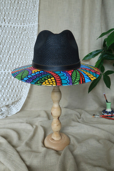 Black Colorful Painted Fedora