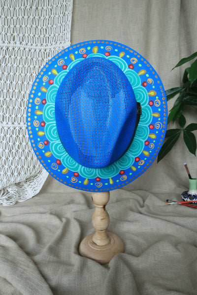 Blue Painted Fedora