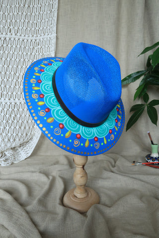 Blue Painted Fedora