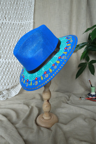 Blue Painted Fedora