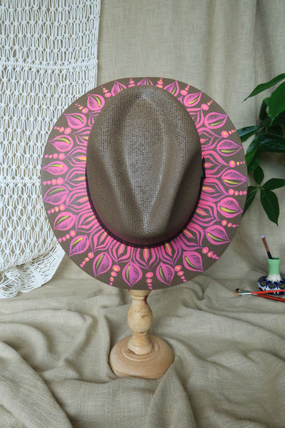 Brown/Pink Painted Fedora