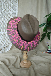 Brown/Pink Painted Fedora