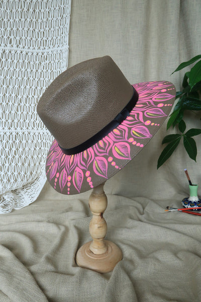 Brown/Pink Painted Fedora