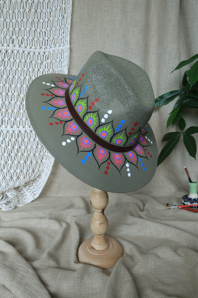 Dark Green Painted Fedora