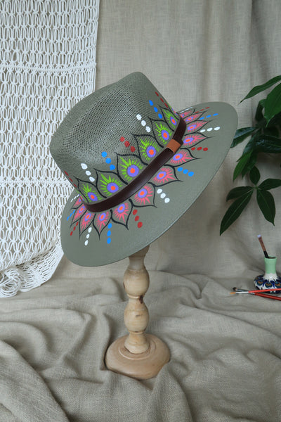 Dark Green Painted Fedora