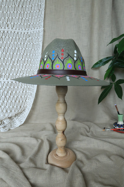Dark Green Painted Fedora
