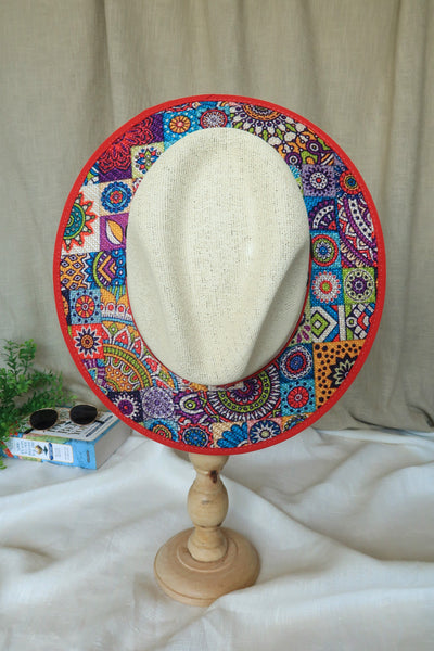 Red Multi Print Fedora