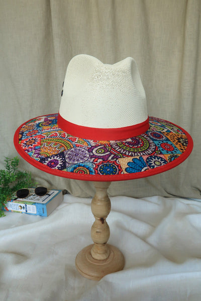 Red Multi Print Fedora