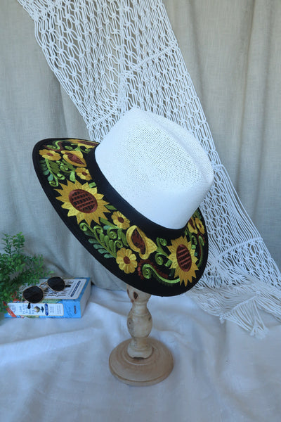 Sunflower Black Embroidered Fedora