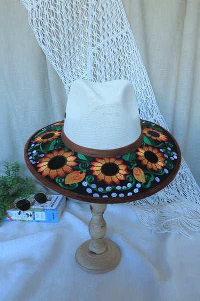 Sunflower Black Embroidered Fedora