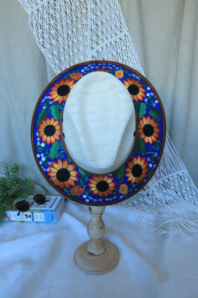 Sunflower Blue Embroidered Fedora