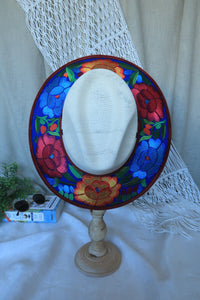 Royal Blue Floral Embroidered Fedora