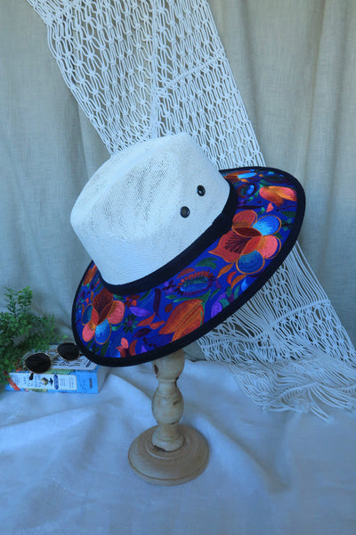 Royal Blue Floral Embroidered Fedora