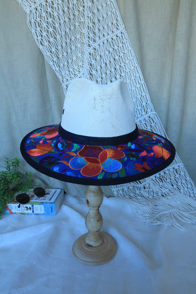 Royal Blue Floral Embroidered Fedora