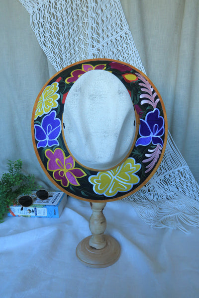 Yellow Floral Embroidered Fedora