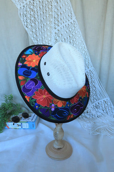 Multi-Color Floral Embroidered Fedora