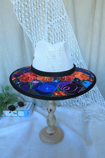 Multi-Color Floral Embroidered Fedora