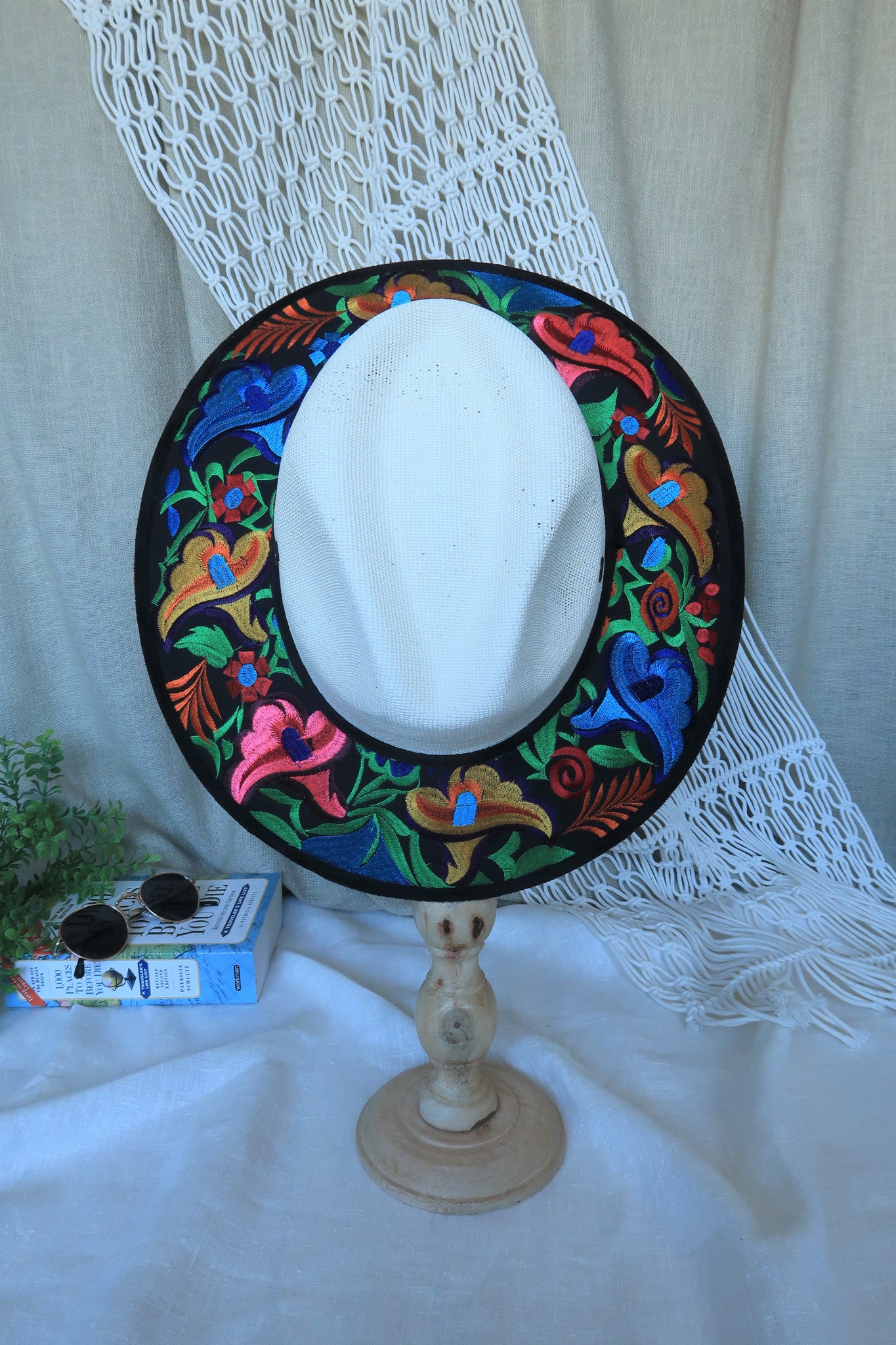 Multi-Color Black Embroidered Fedora