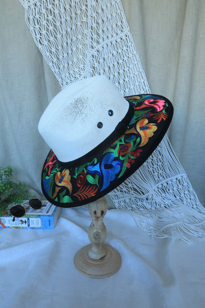 Multi-Color Black Embroidered Fedora
