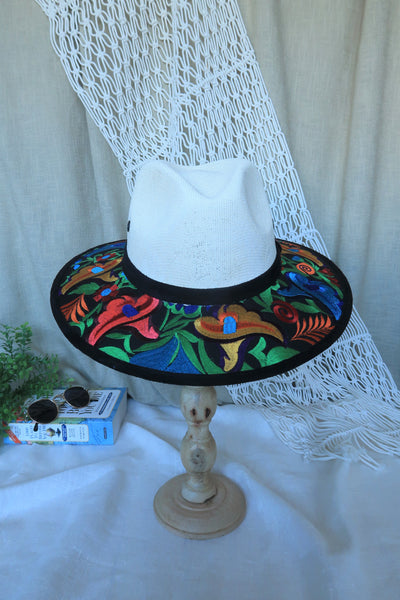Multi-Color Black Embroidered Fedora