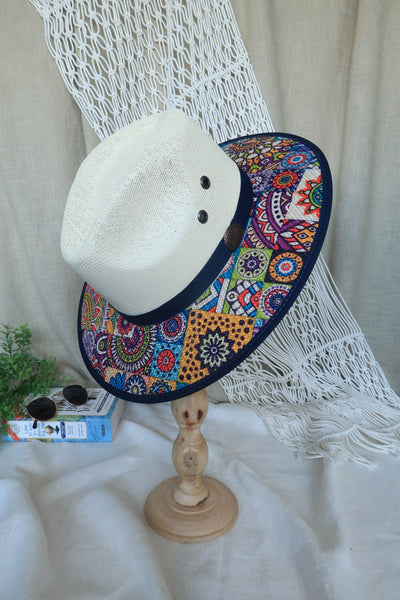 Navy Multi Print Fedora