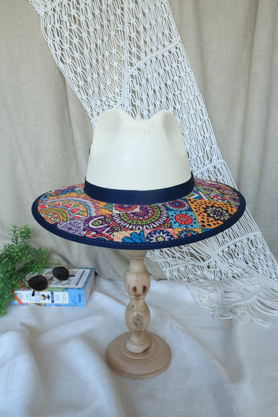 Navy Multi Print Fedora