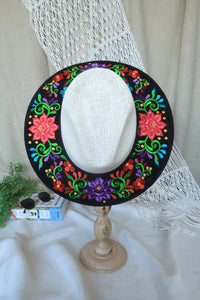 Black Floral Embroidered Fedora