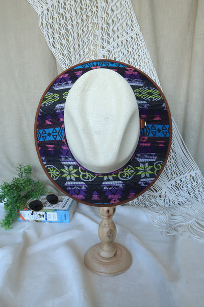 Black Purple Mayan Print Fedora
