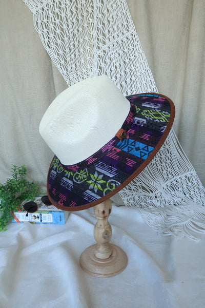 Black Purple Mayan Print Fedora