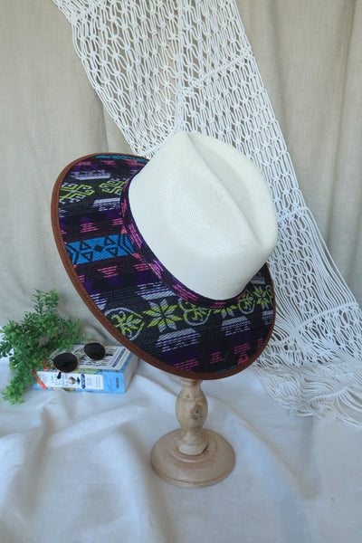Black Purple Mayan Print Fedora