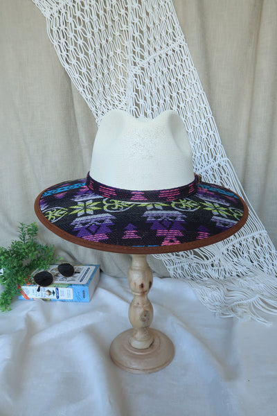 Black Purple Mayan Print Fedora