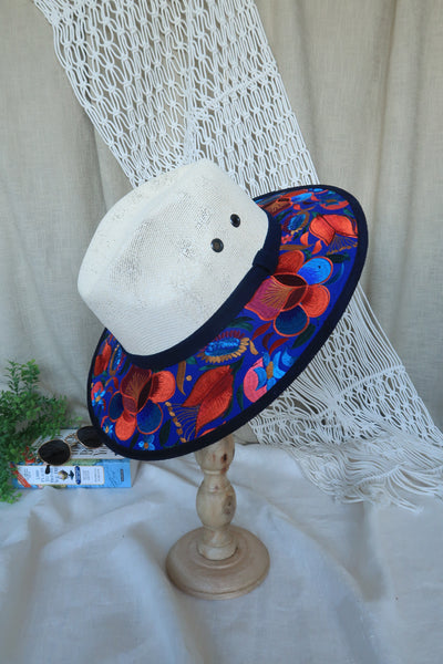 Royal Blue Floral Embroidered Fedora