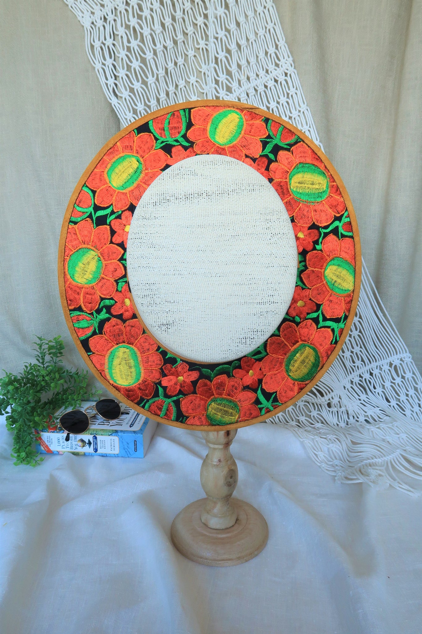 Sunflower Orange Embroidered Boater