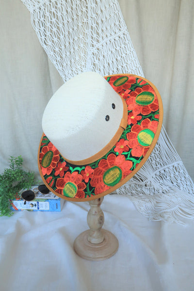 Sunflower Orange Embroidered Boater