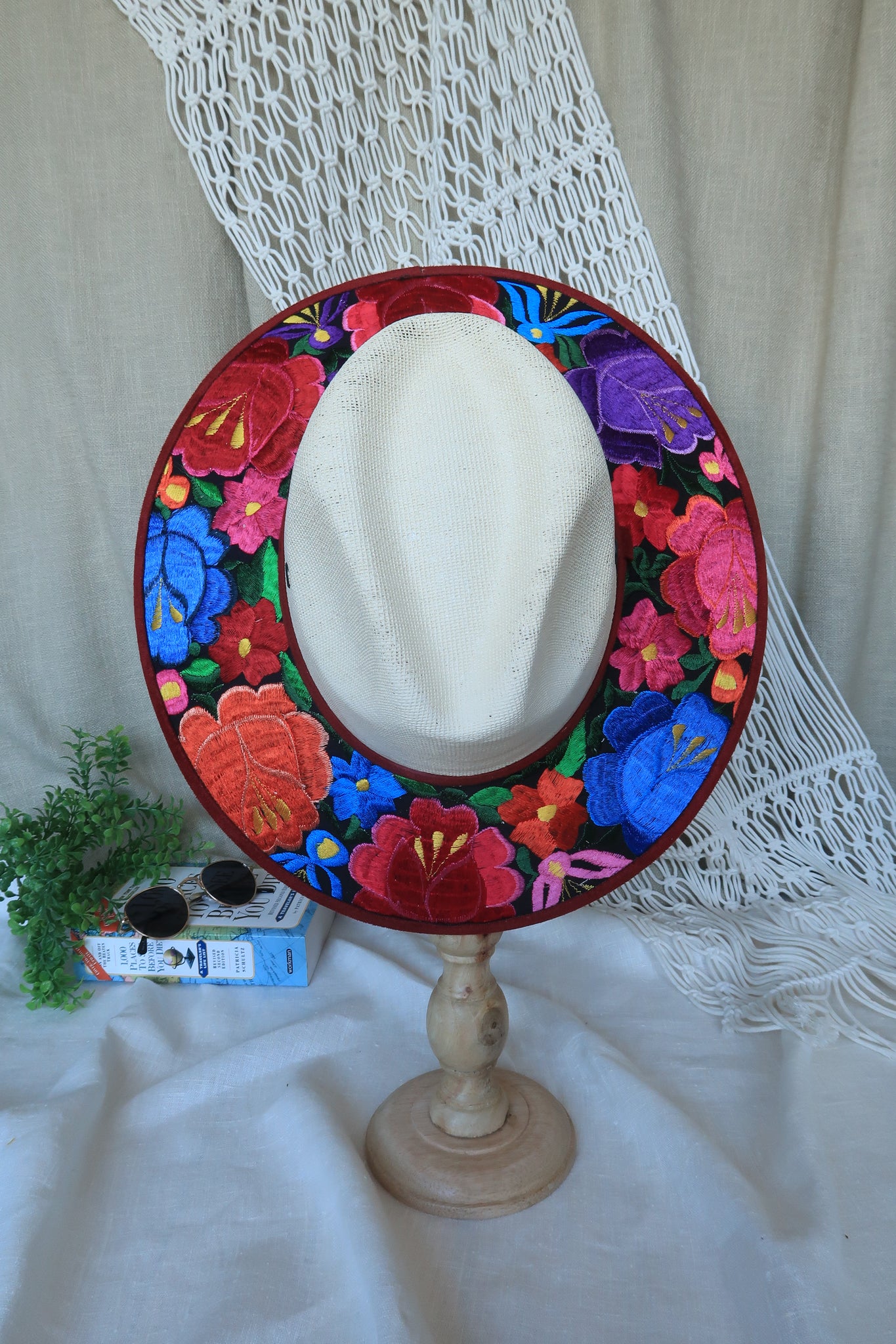 Multi-Color Floral Embroidered Fedora