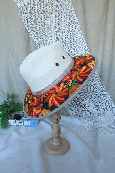 Orange Yellow Embroidered Fedora