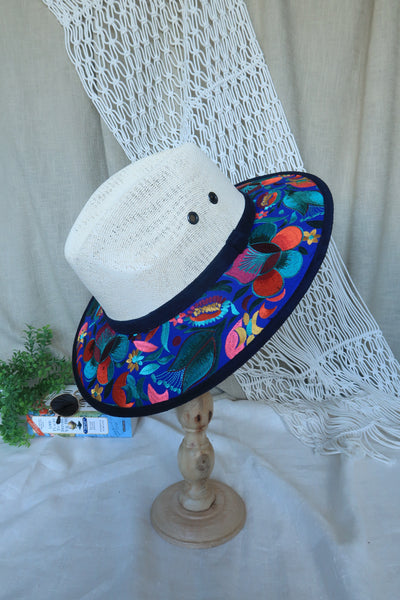 Royal Blue Floral Embroidered Fedora