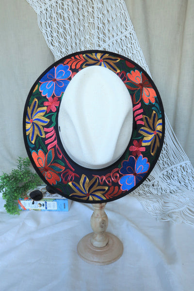Multi-Color Embroidered Fedora