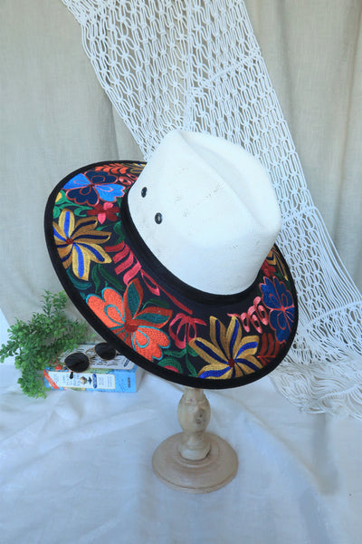 Multi-Color Embroidered Fedora