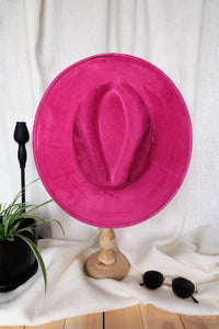 Magenta Wide Flat Brim Fedora
