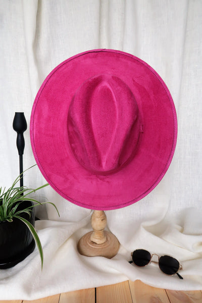 Magenta Wide Flat Brim Fedora