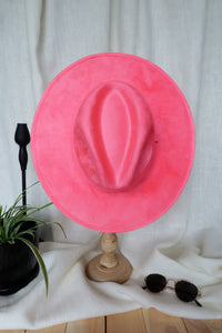 Pink Wide Flat Brim Fedora