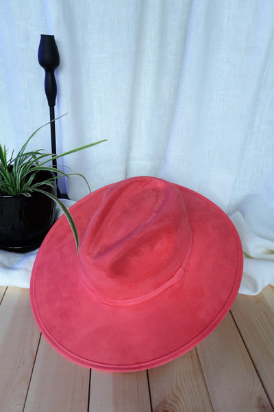 Salmon Wide Flat Brim Fedora